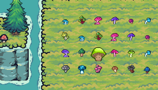 Shroom Snake: the mushroom guy and his tail on a little island